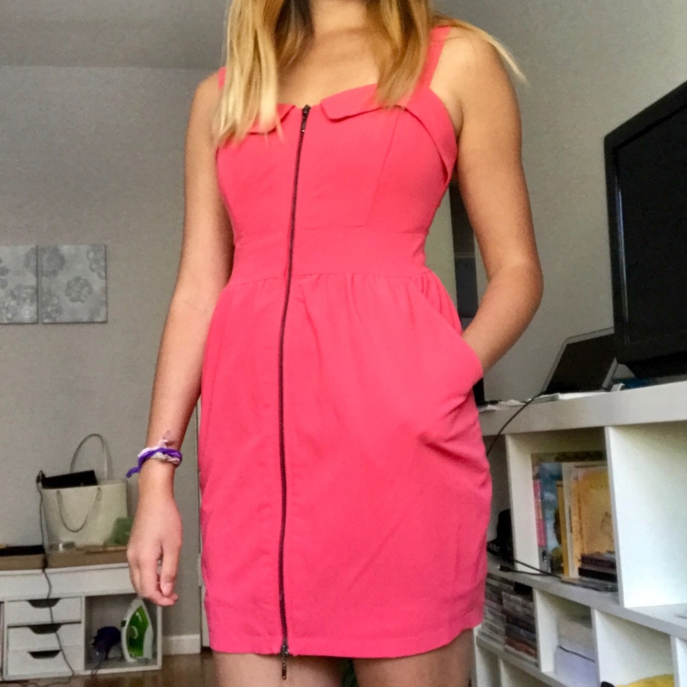 Pink zipper tank dress