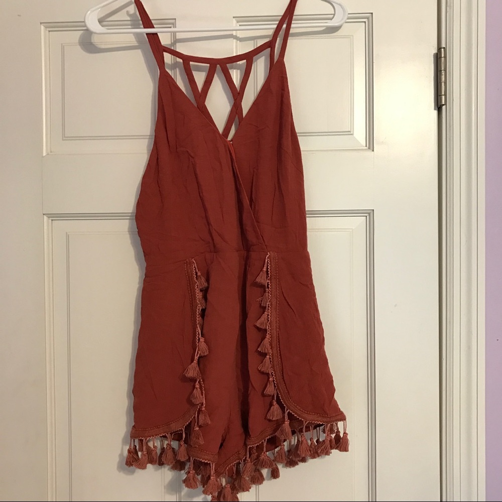 surplice tassel romper