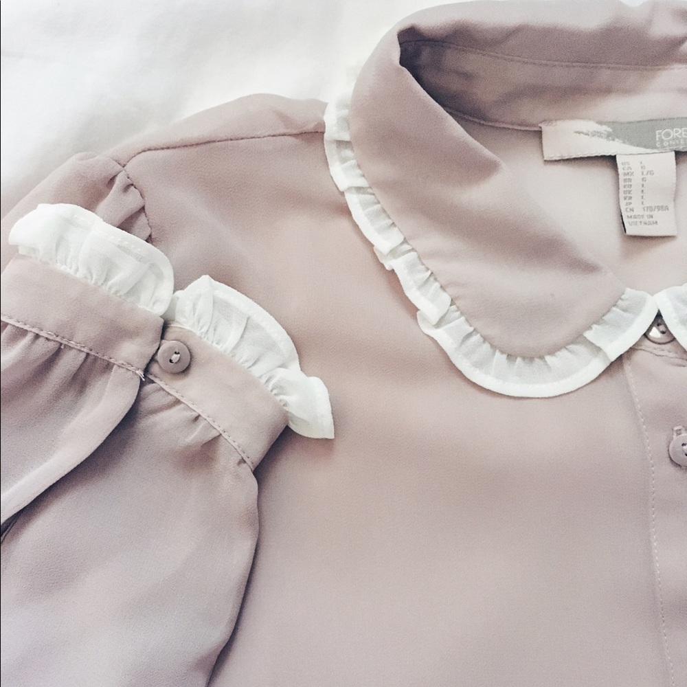 Pastel Pink Sheer Long Sleeve Blouse