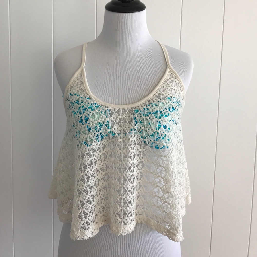 White/cream lace top