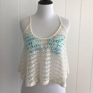 White/cream lace top