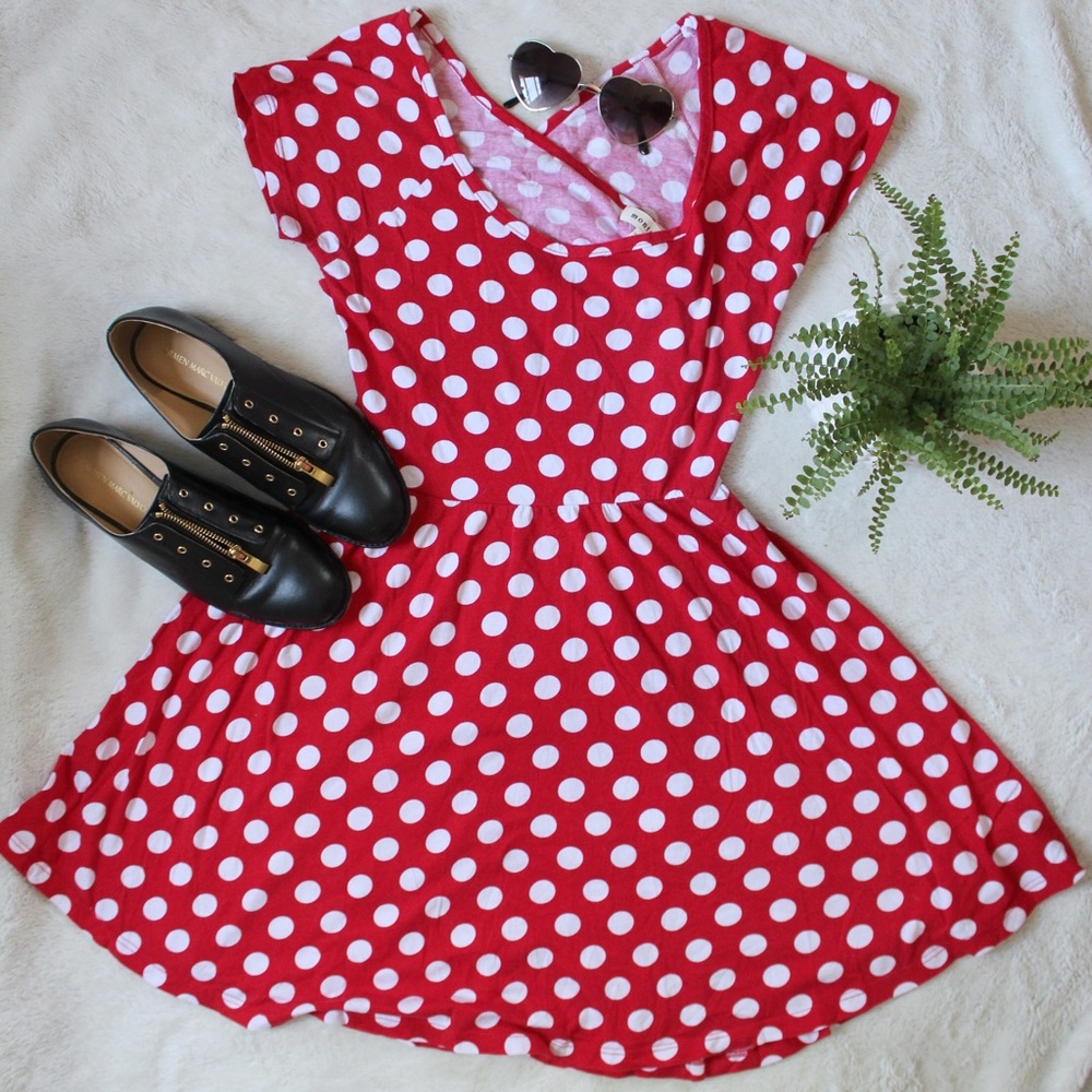 Monteau Polka Dot Dress w/Exposed Back