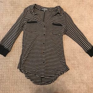 Almost Famous Black & Tan Stripped Button Down