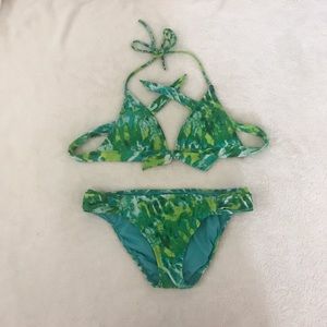 Victoria's Secret blue/green tie-dye bikini.