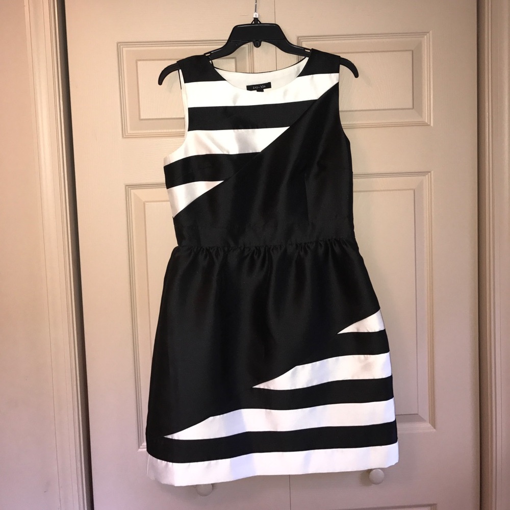 Ivy & Blu Stripe-Blocked Fit-and-Flare Dress