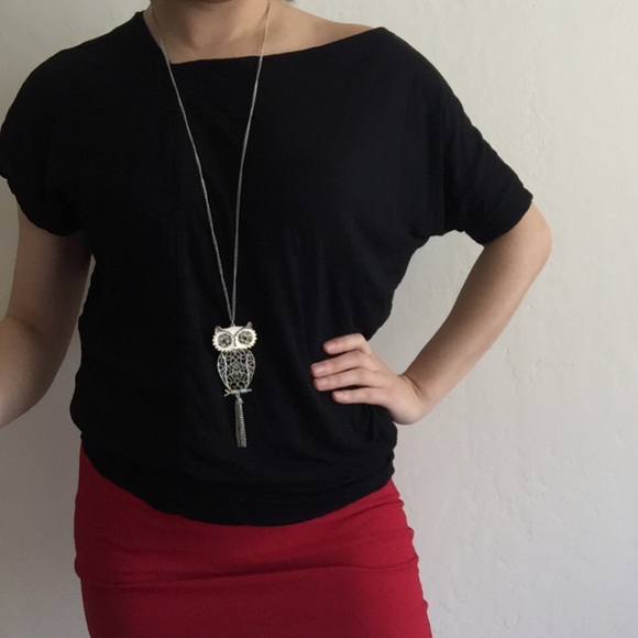 Asymetrical cotton black tee - Picture 3 of 4