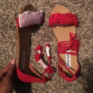 Steve Madden Red Suede Sweetyy Sandals