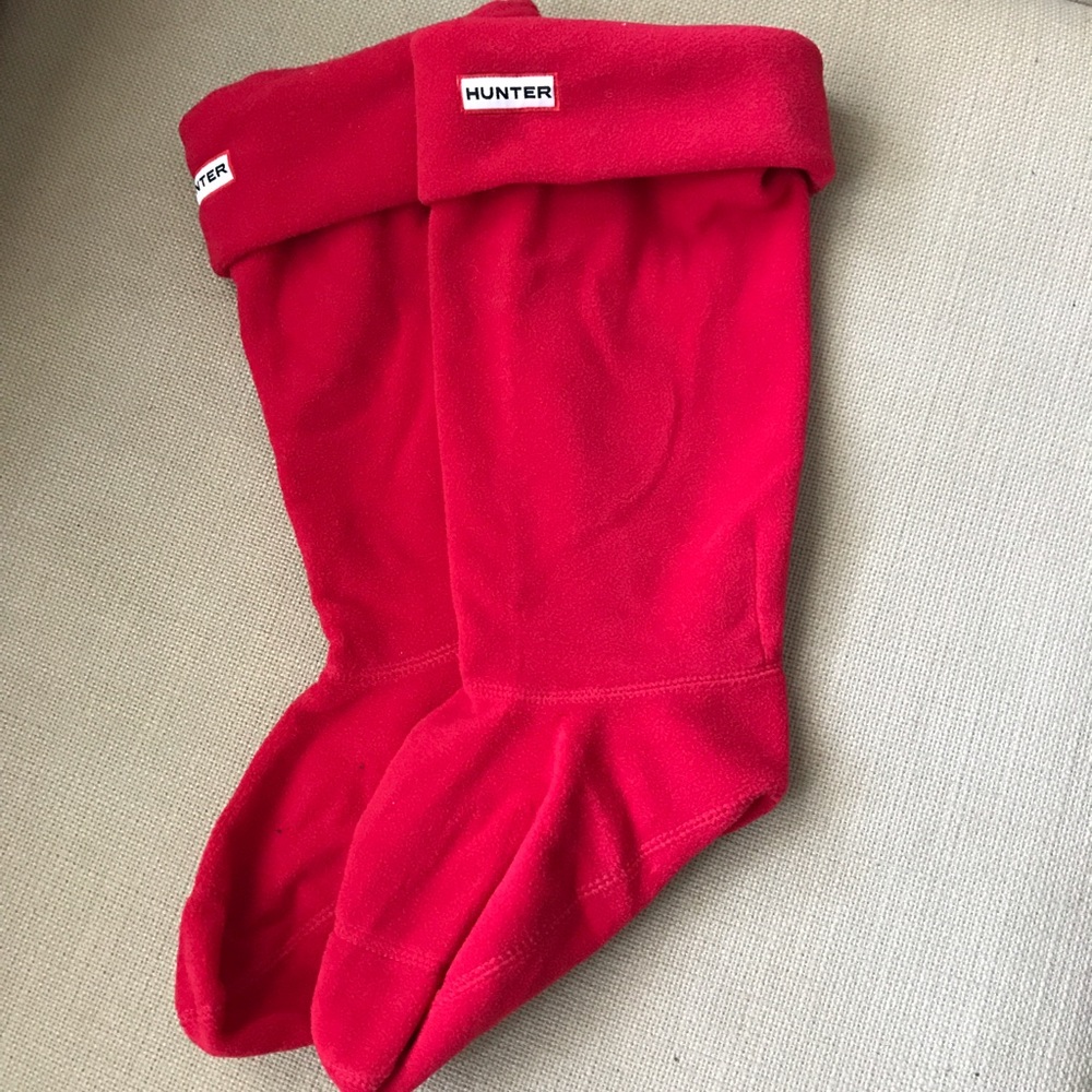 Red tall Hunter boots lining