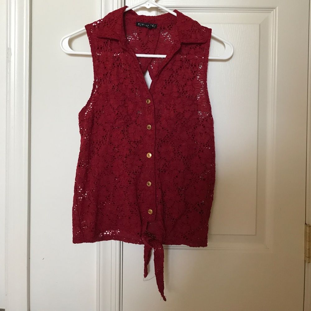 Lace button up tank