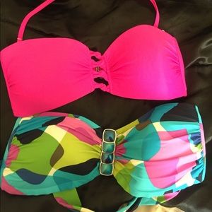 Two bikini tops