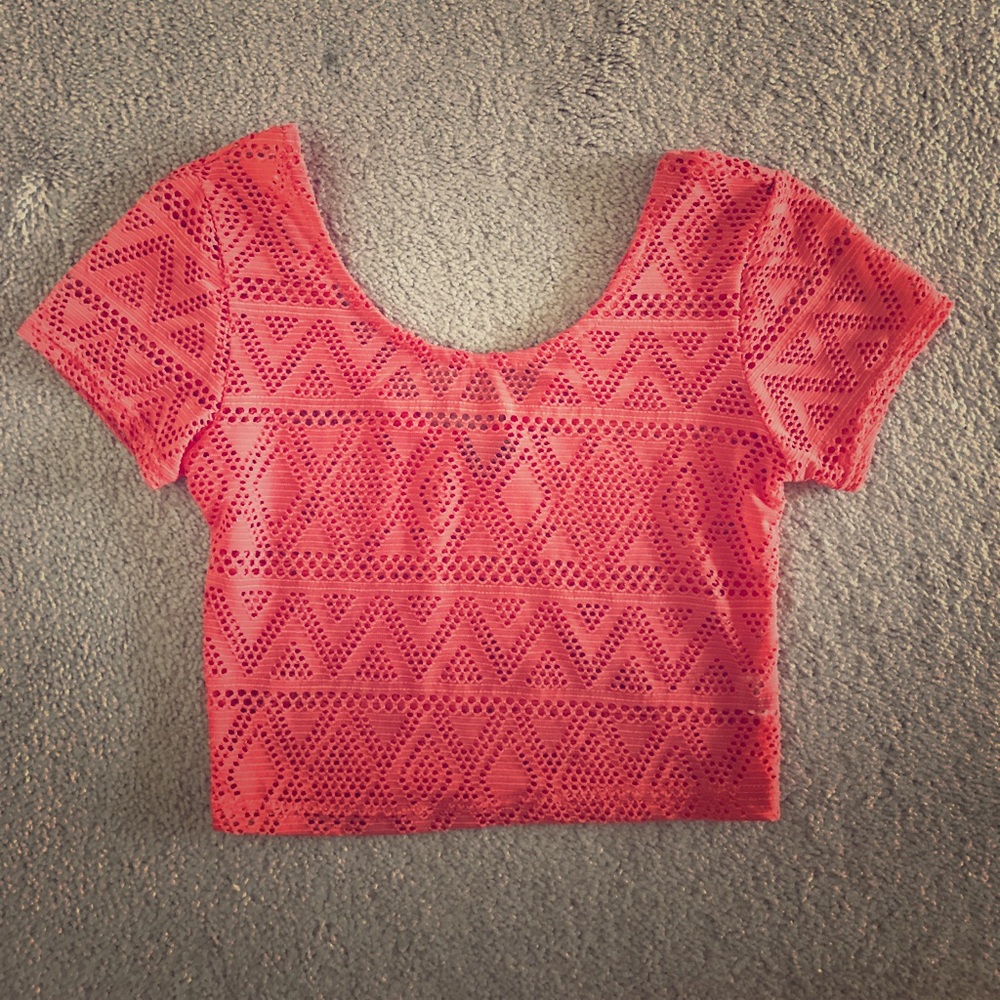Coral/orange cutout crop top