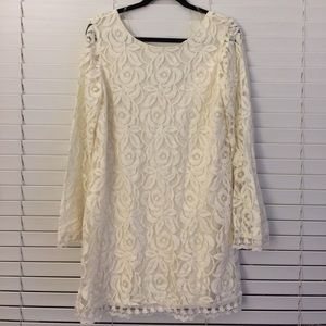 Floral Lace Cream Dress