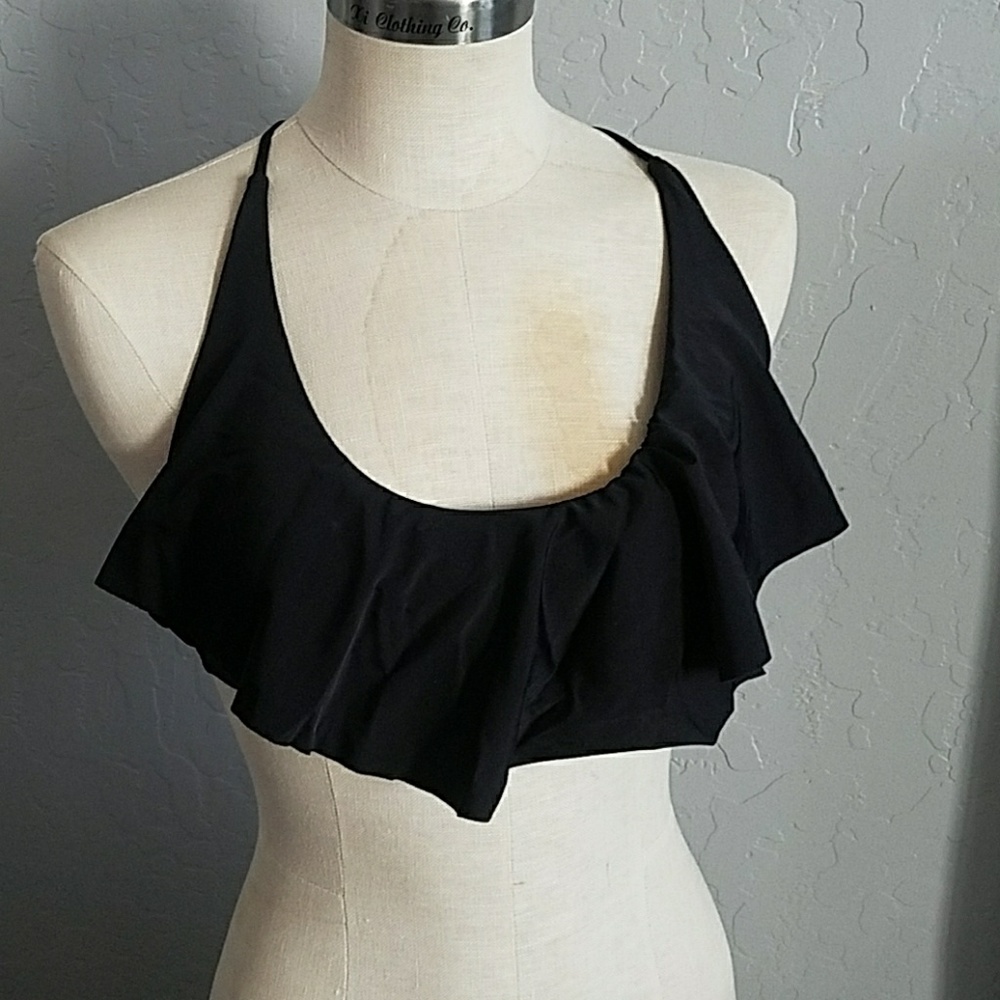 Black Ruffle swimsuit top