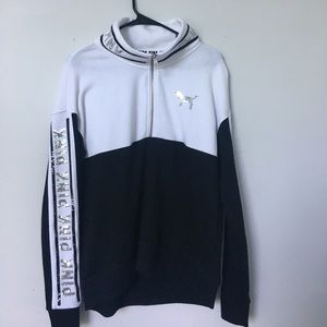 PINK black white and sequined quarter-zip