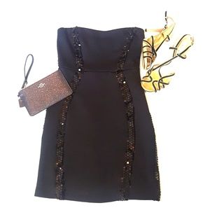 Black Strapless Sequins Dress