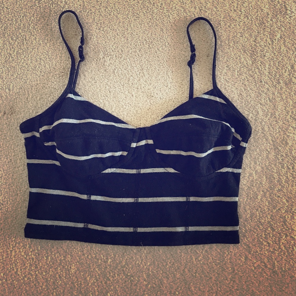 Black with gray stripes crop top