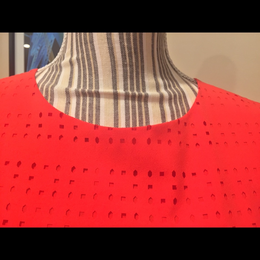 Bright Orange Sleeveless Blouse