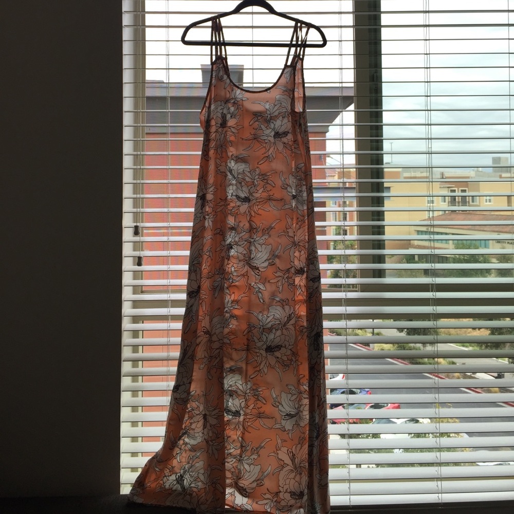 Peach Floral Summer Maxi Dress