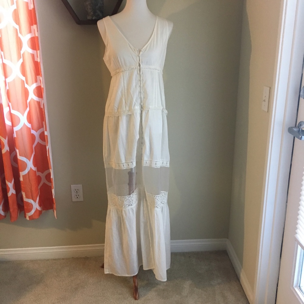 Beach Bohemian White Maxi Dress
