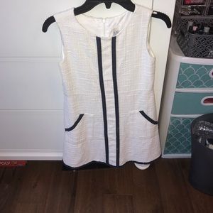Zara white dress with navy stripes