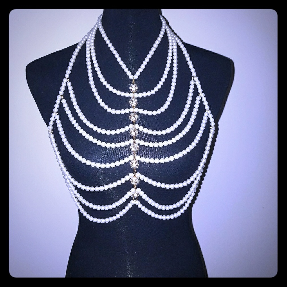 Vintage Pearl and rhinestone necklace/top