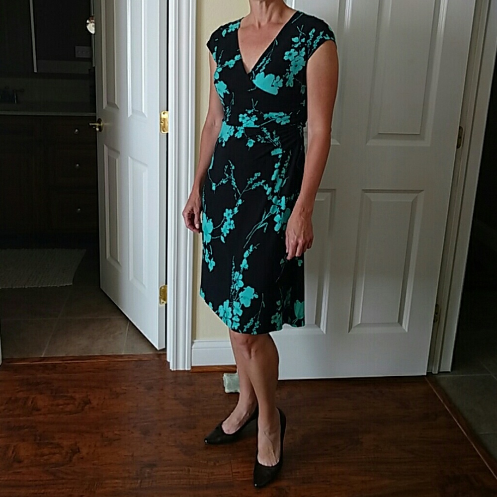 Evan Picone Black Floral Dress