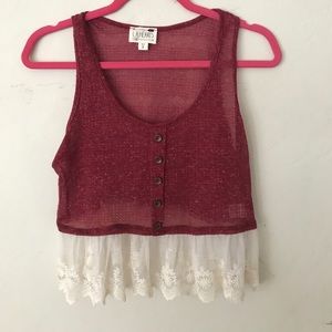 La hearts red w/ lace flowy top