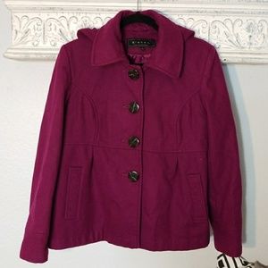 GIACCA Purple Wool Hooded Pea Coat