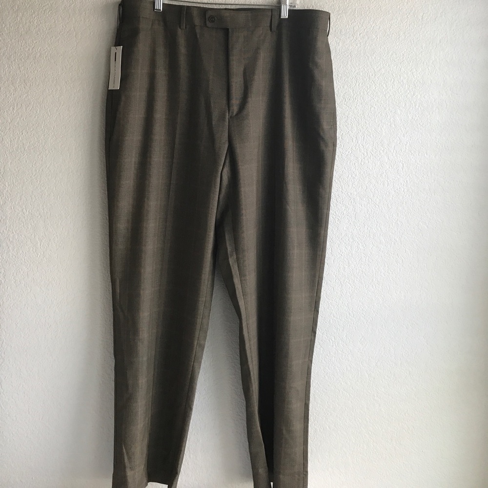 Men's olive green plaid dress pant size 38 w x 32