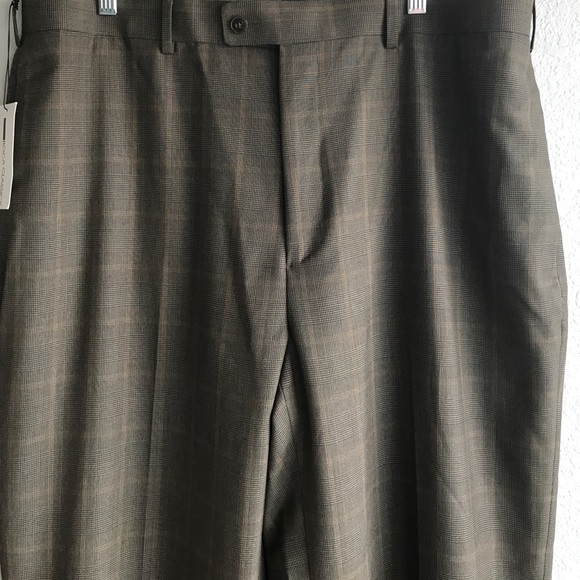 Men's olive green plaid dress pant size 38 w x 32 - Picture 2 of 4