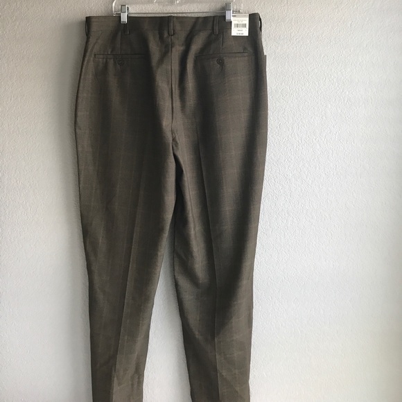 Men's olive green plaid dress pant size 38 w x 32 - Picture 3 of 4