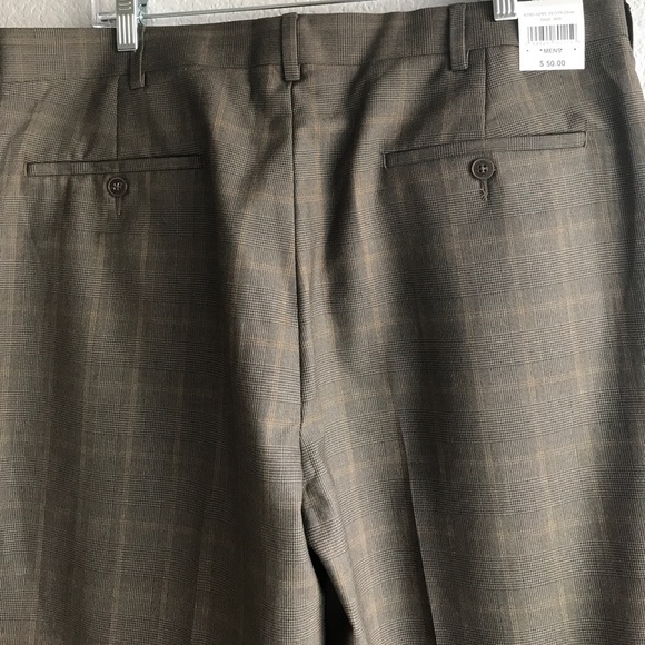Men's olive green plaid dress pant size 38 w x 32 - Picture 4 of 4