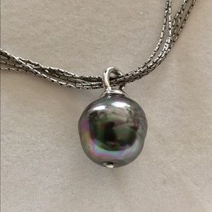 Majorica Baroque Grey Pearl Necklace