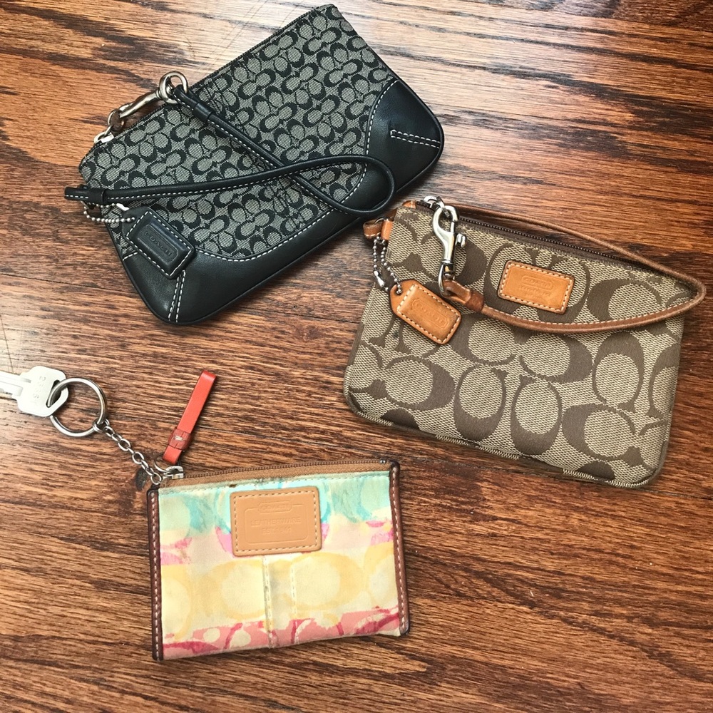 Bundle of Coach wristlets and keychain