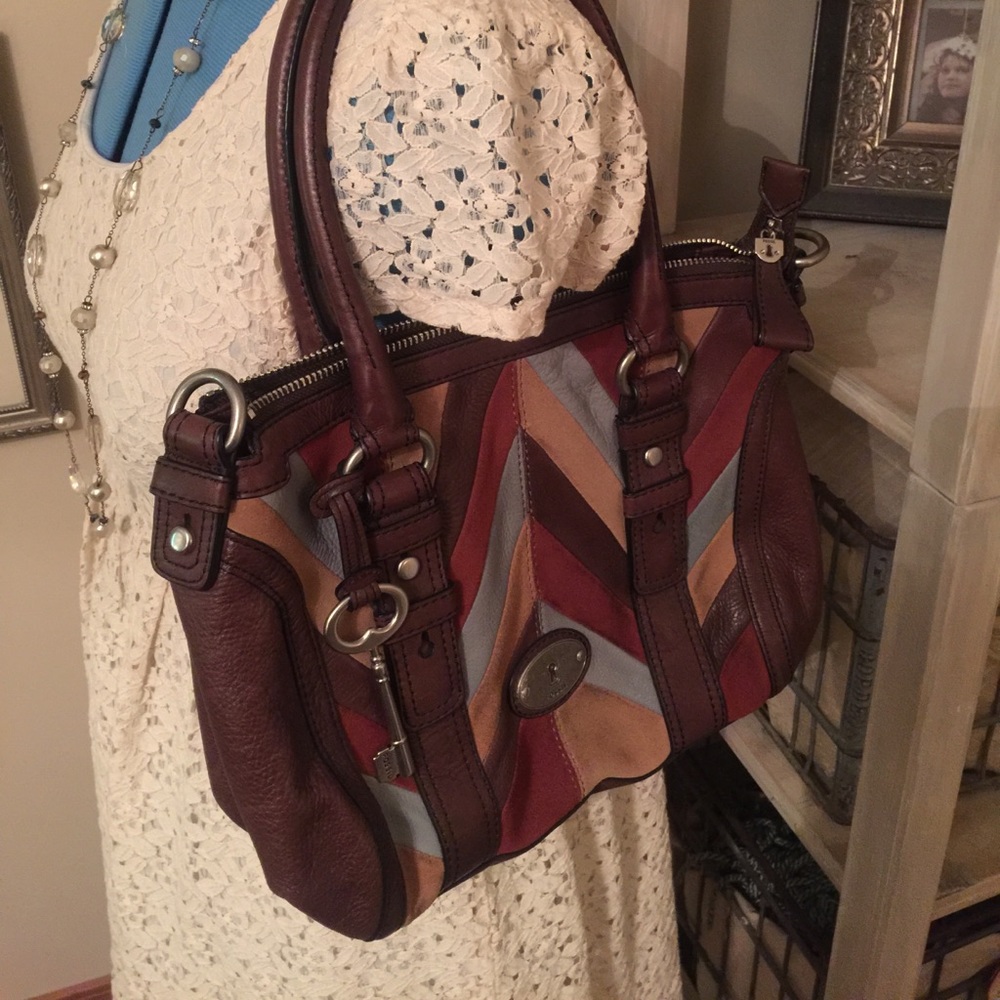Multi-colored leather fossil purse
