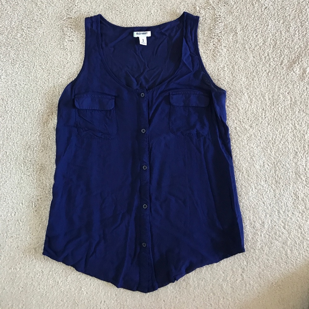 Navy button up tank