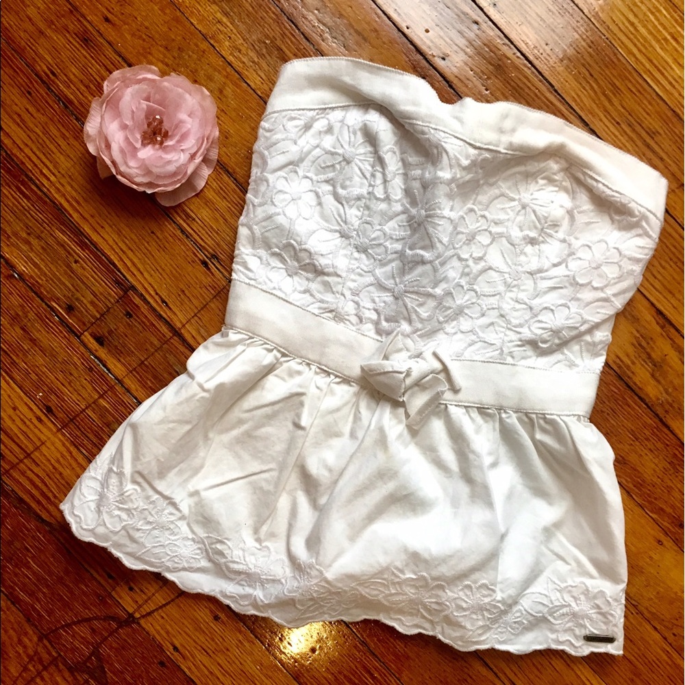 Hollister strapless white top