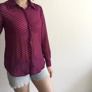 Liz Claiborne pink plaid sheer shirt