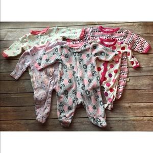 LOT OF 5  BABY GIRLS SIZE-0/3 MONTH SLEEPERS