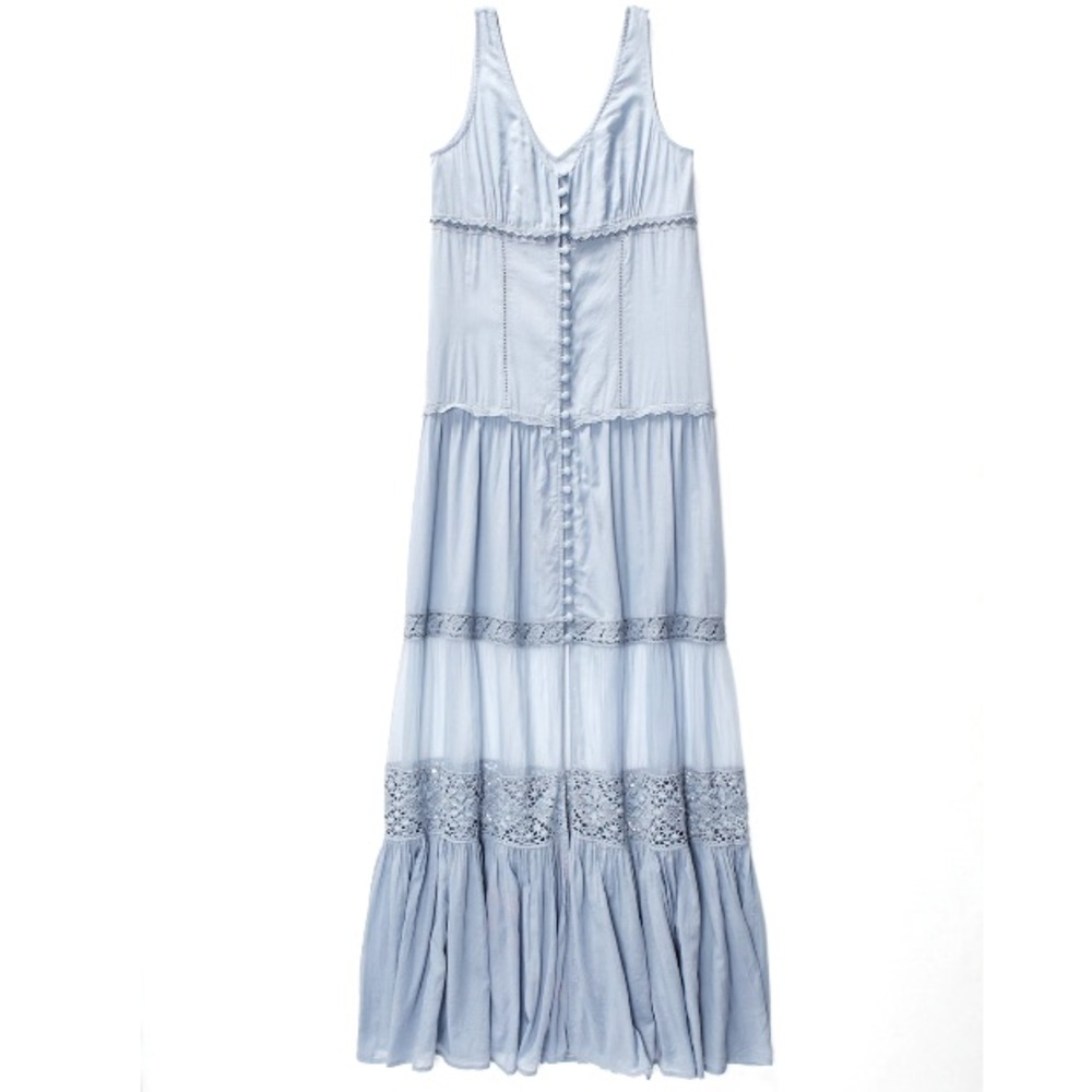 Buttonfront Maxi DRESS Blue Victoria Panel NEW!! - Picture 4 of 8