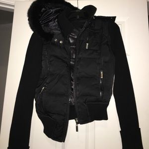 Bebe Sport jacket with sweater sleeves.