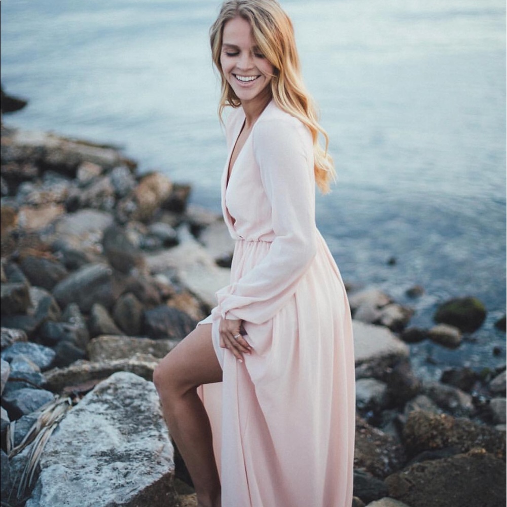 Lulu's Wondrous Water Lilies Blush Pink Maxi Dress