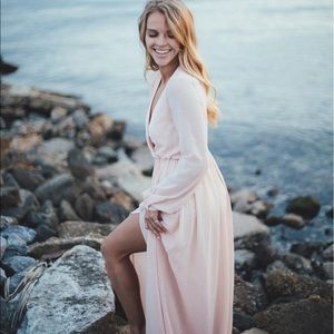 Lulu's Wondrous Water Lilies Blush Pink Maxi Dress