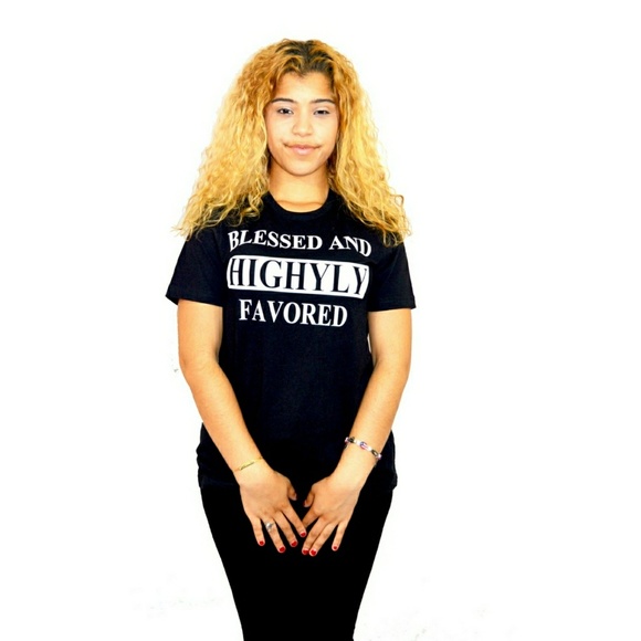 Black Graphic Blessed T Shirt - Picture 2 of 2