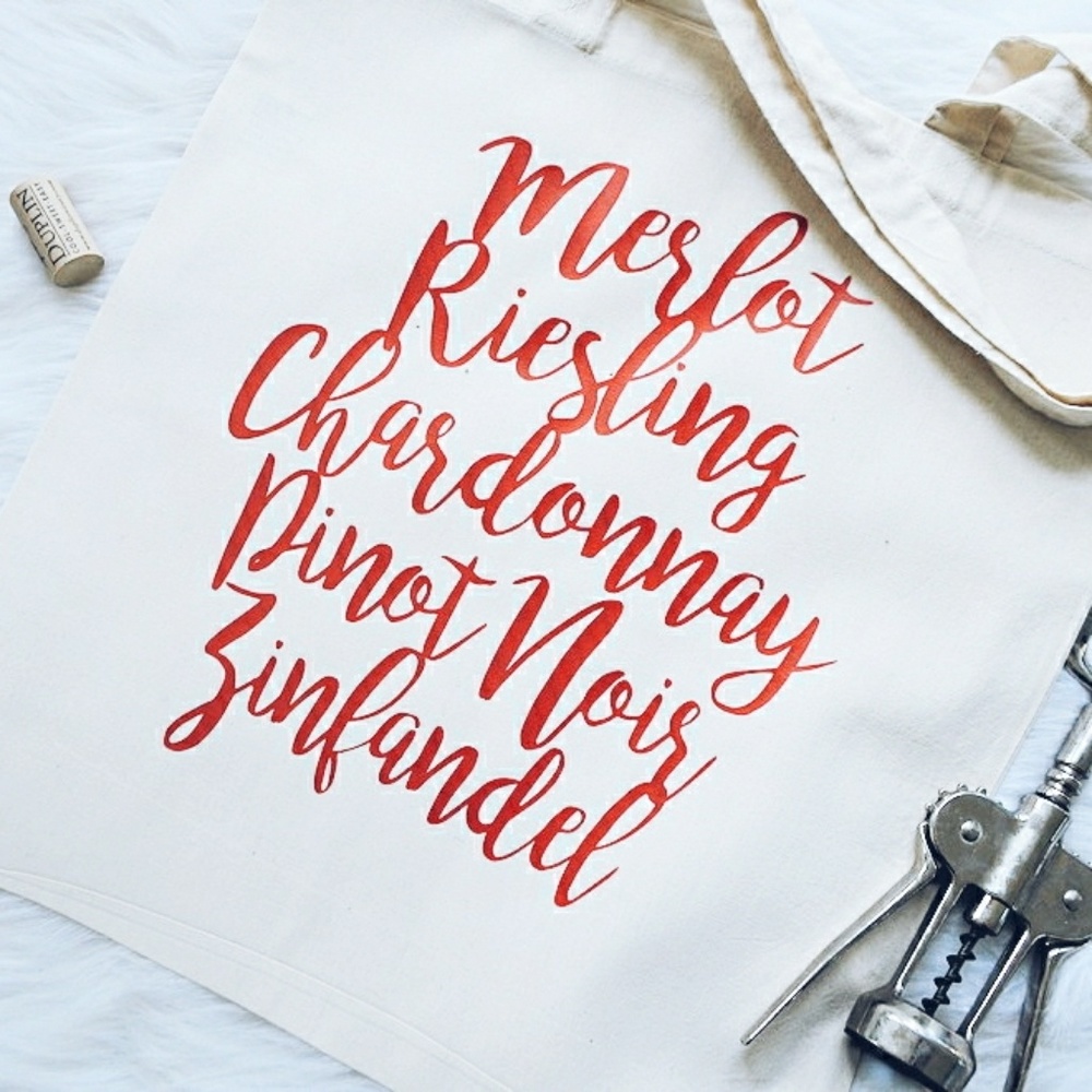 Wine List Merlot Riesling Pinot Reusable Tote Bag