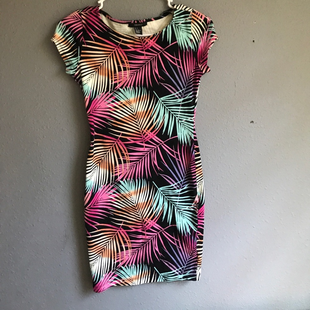 Tropical print body dress