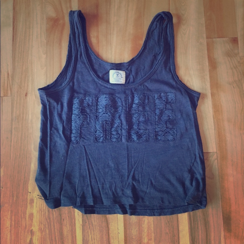 American Eagle dark gray crop-top.