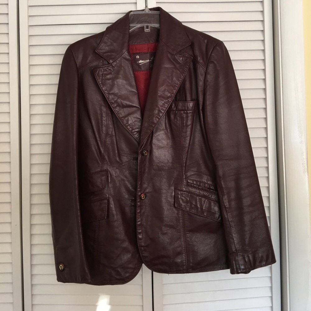 Vintage Burgundy leather jacket by Etienne Aigner
