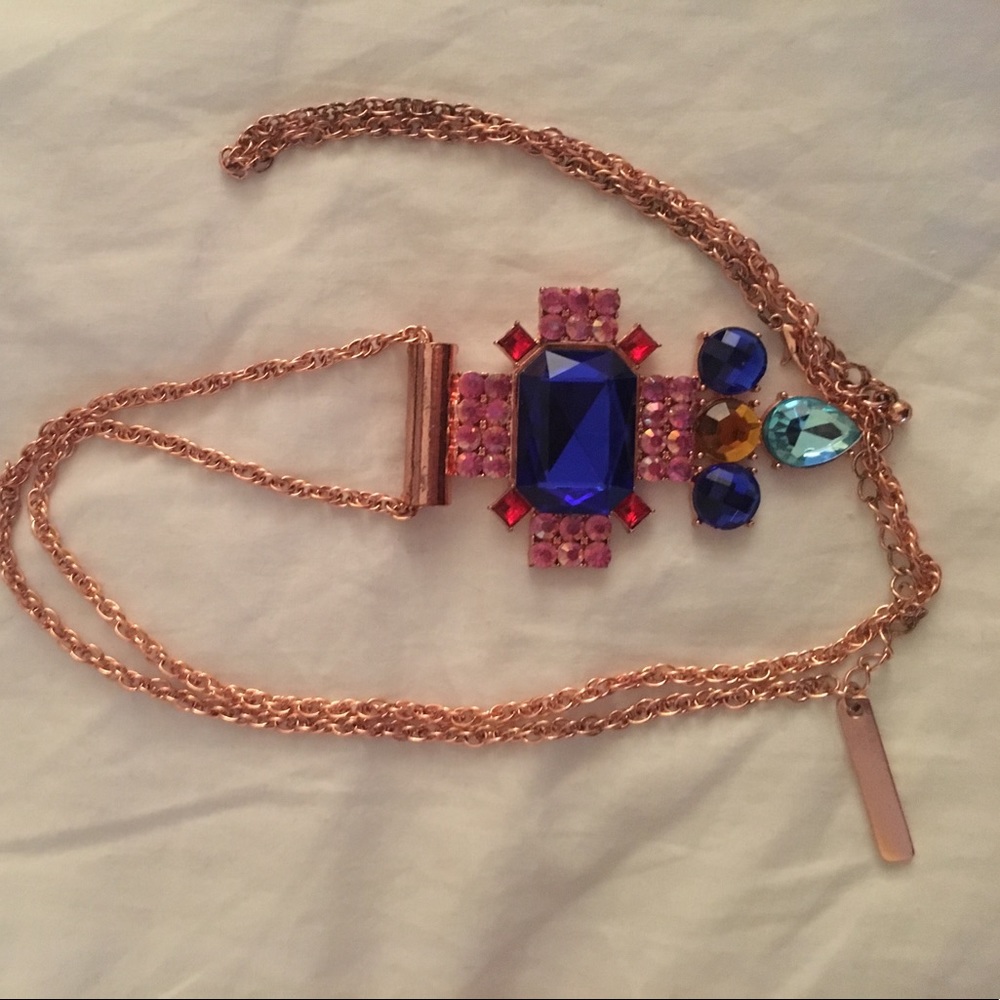 Nasty Gal rose gold necklace w/ jewel pendent