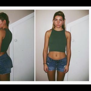 Dark green free people crop top